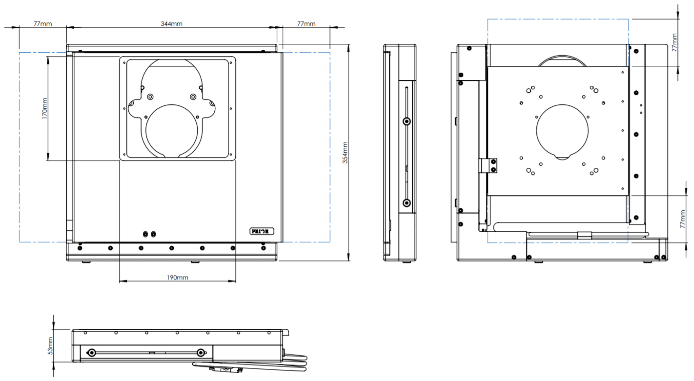 Dimensions of Prior H105F Motorized Stage