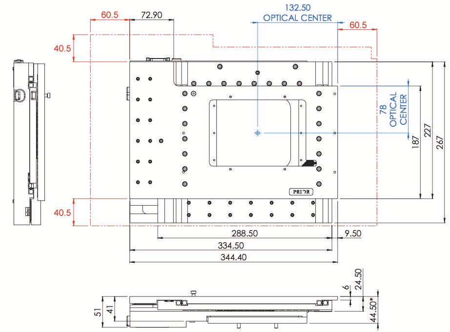 Prior HLD117IX Motorized Stage Dimension
