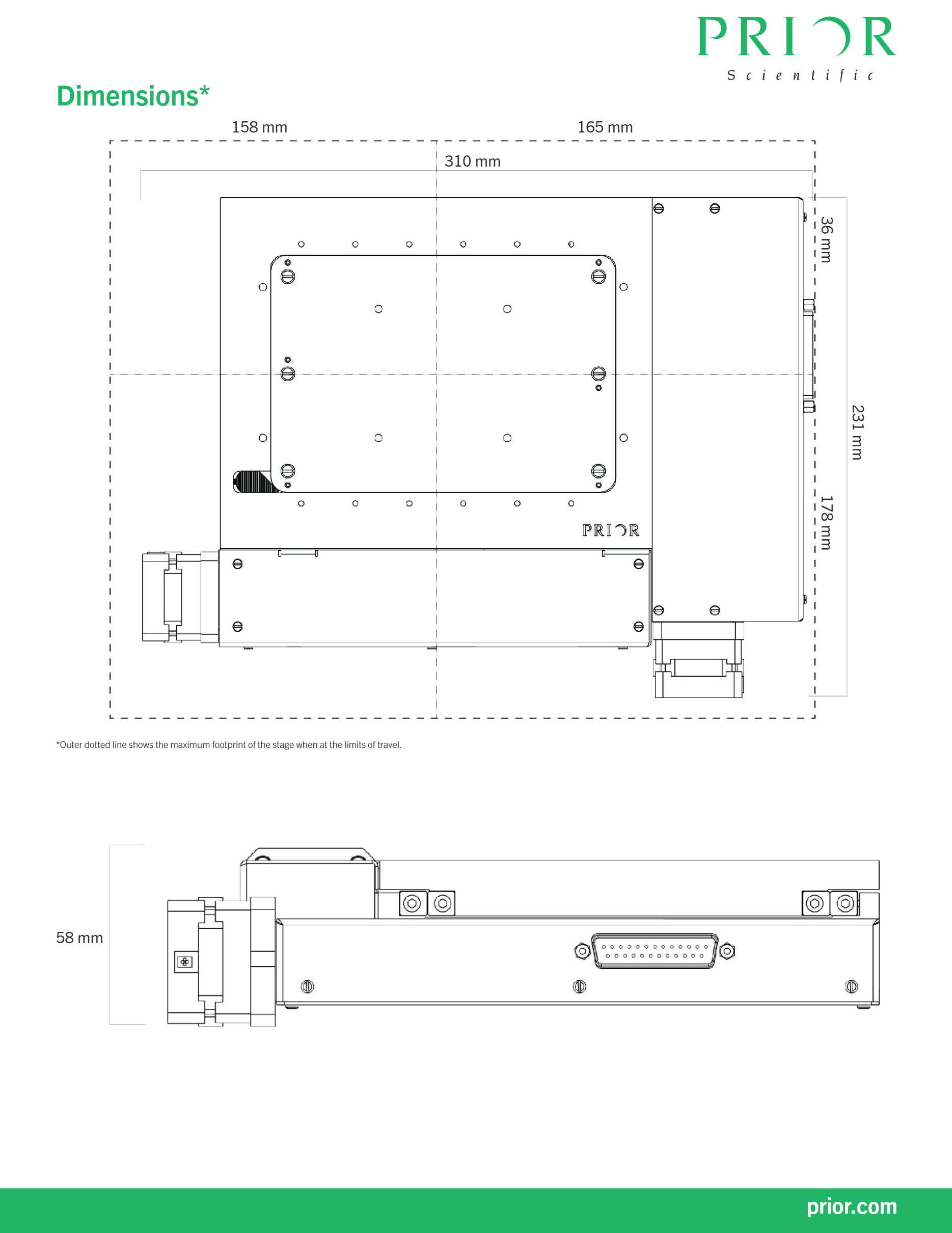 Prior HT1111LC Motorized Stage Dimension